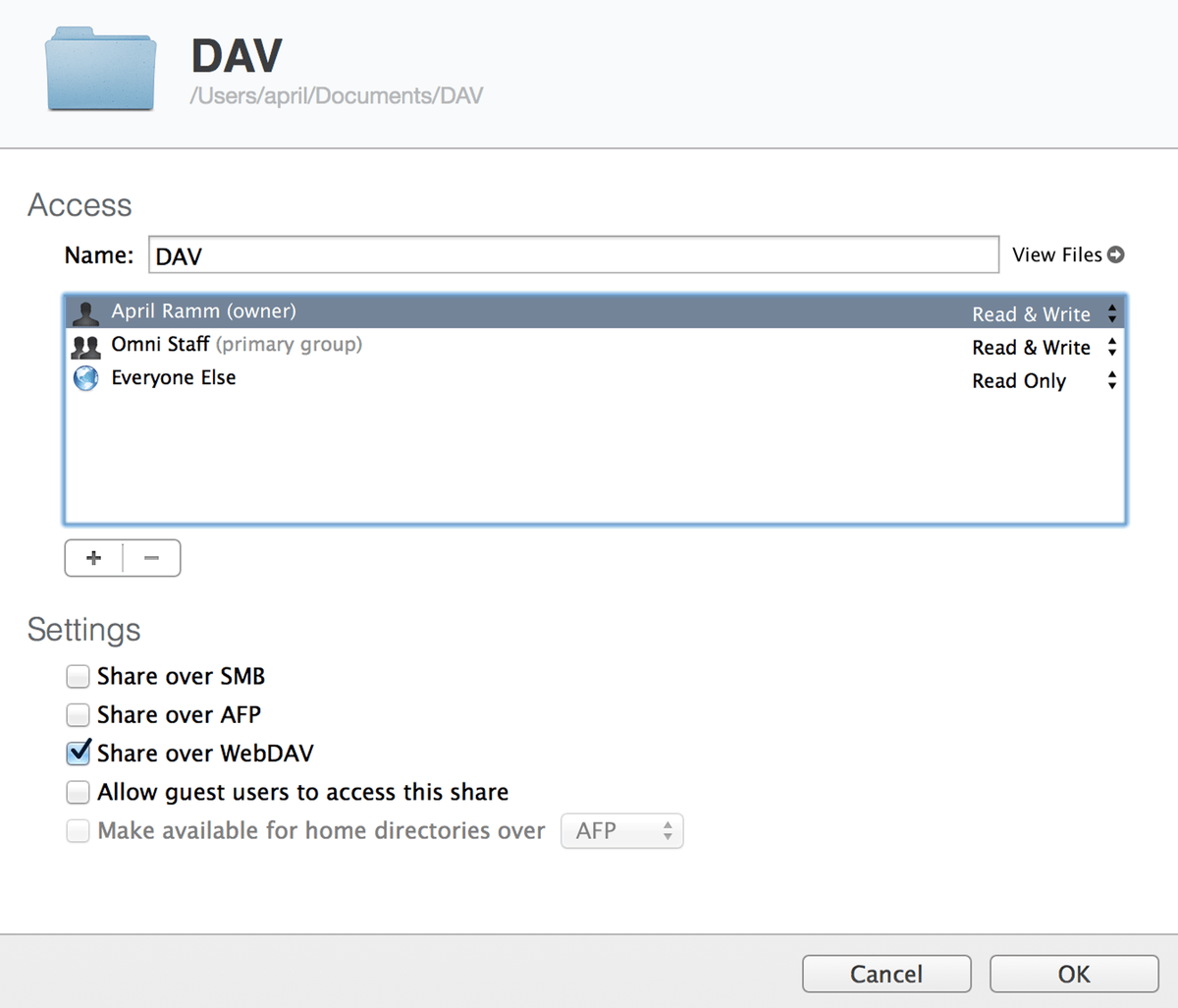 setting up a webdav server mac