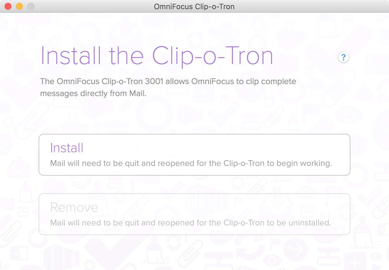 Installing the OmniFocus Clip-o-Tron