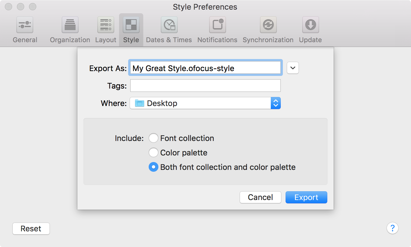 omnifocus 3 for mac editing colors