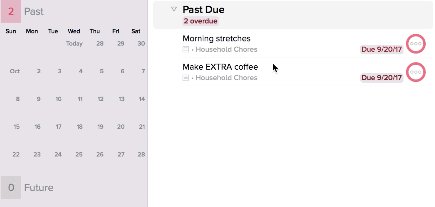 Rescheduling an action to today in OmniFocus 2 for Mac’s Forecast perspective