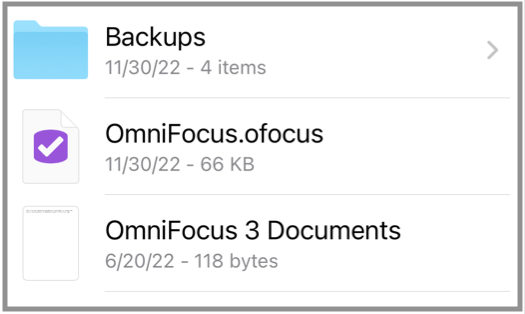 OmniFocus folder contents