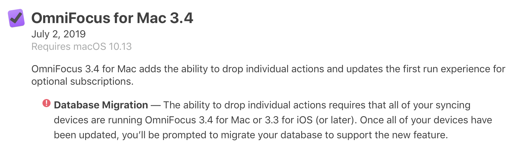 Release notes example for OmniFocus 3.4
