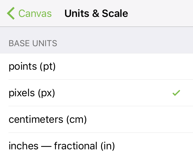 The Units and Scale inspector