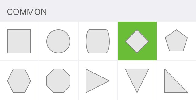 The Diamond shape, selected in the Common shapes area of the shape inspector
