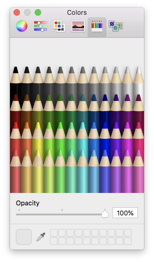 Colored Pencil tab of the Color Palette in OmniGraffle for Mac