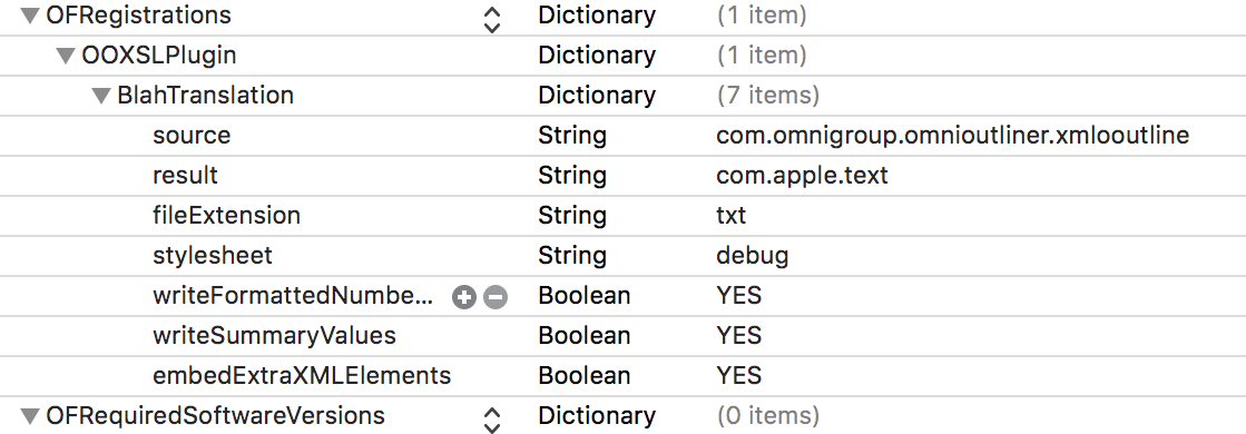 OmniOutliner 5 plugin plist