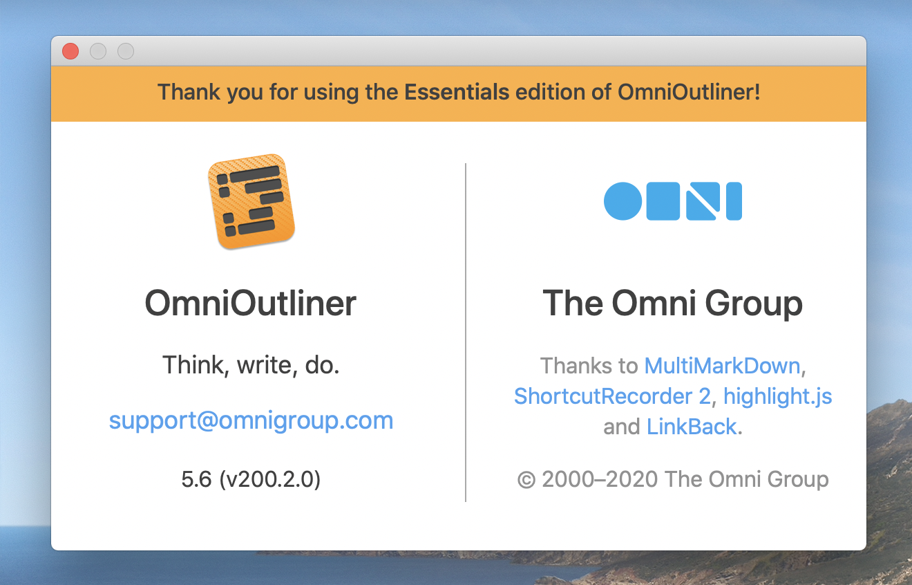 omnioutliner essentials vs pro comparison