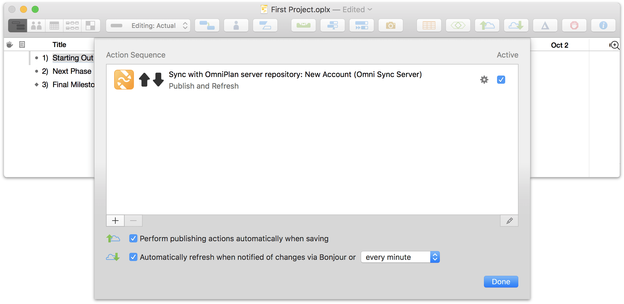 Setting up sharing options for a project in OmniPlan 3.10 for Mac, Step 4.