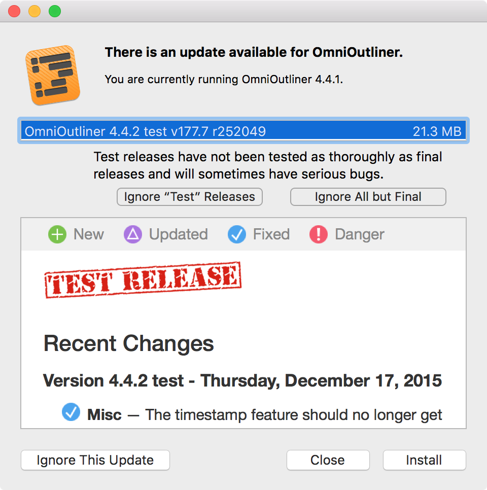 Omni Software Update for test release