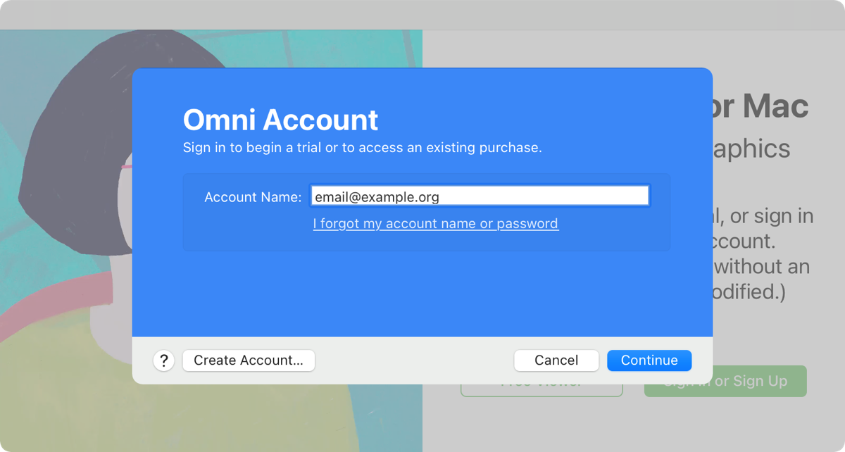 Omni Account Sign-in window