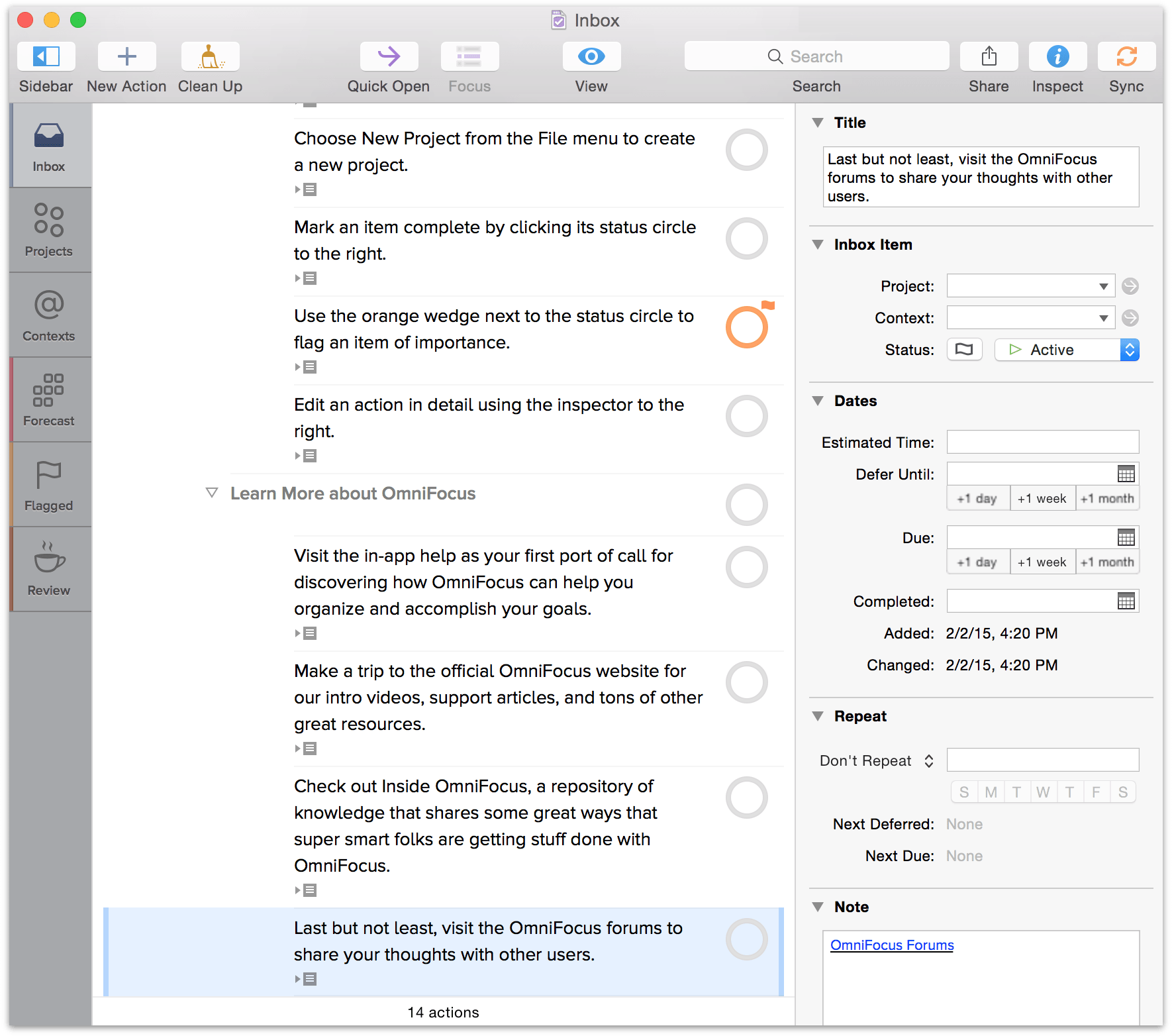 using omnifocus