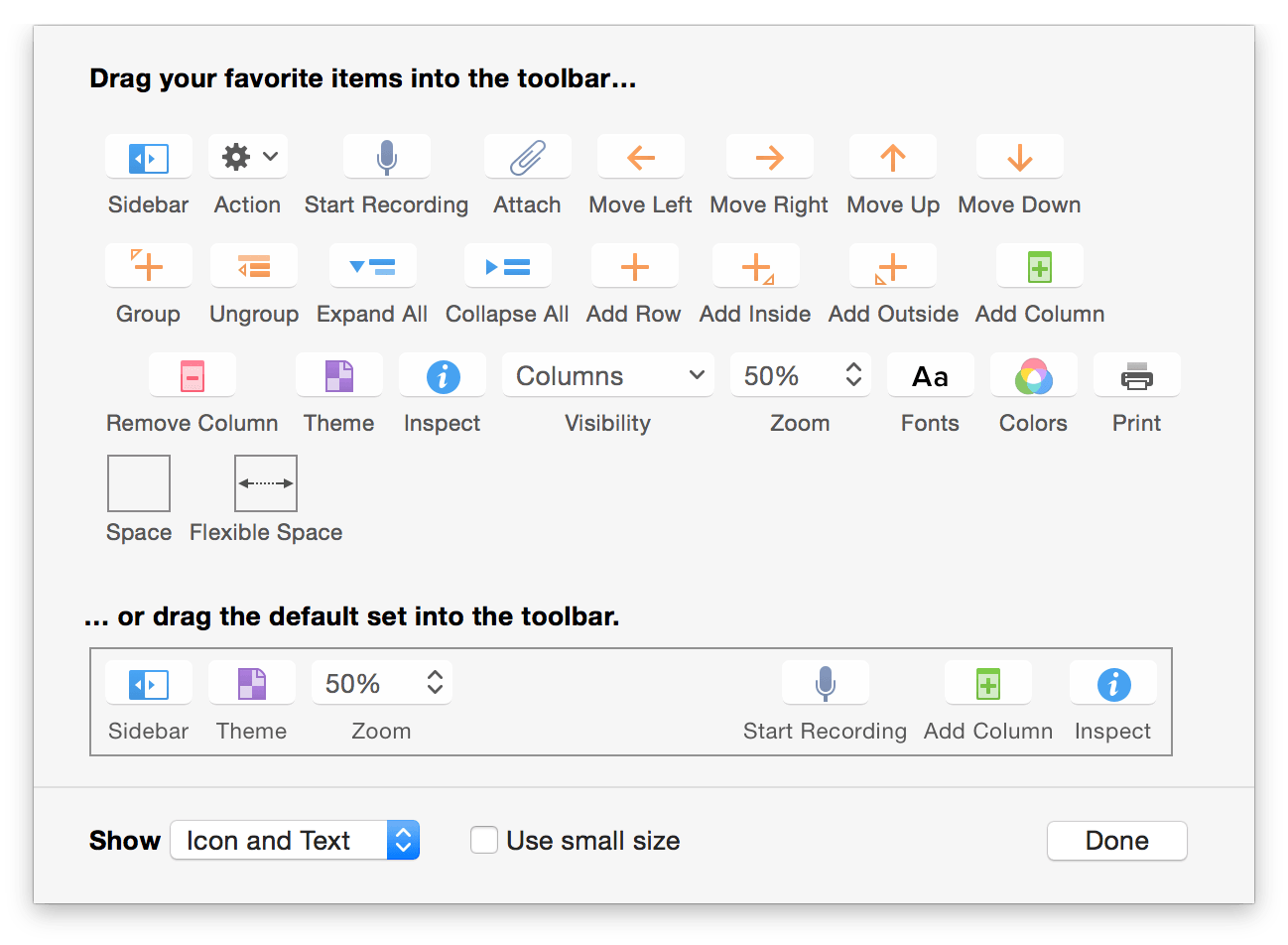 Edit toolbar on macbook