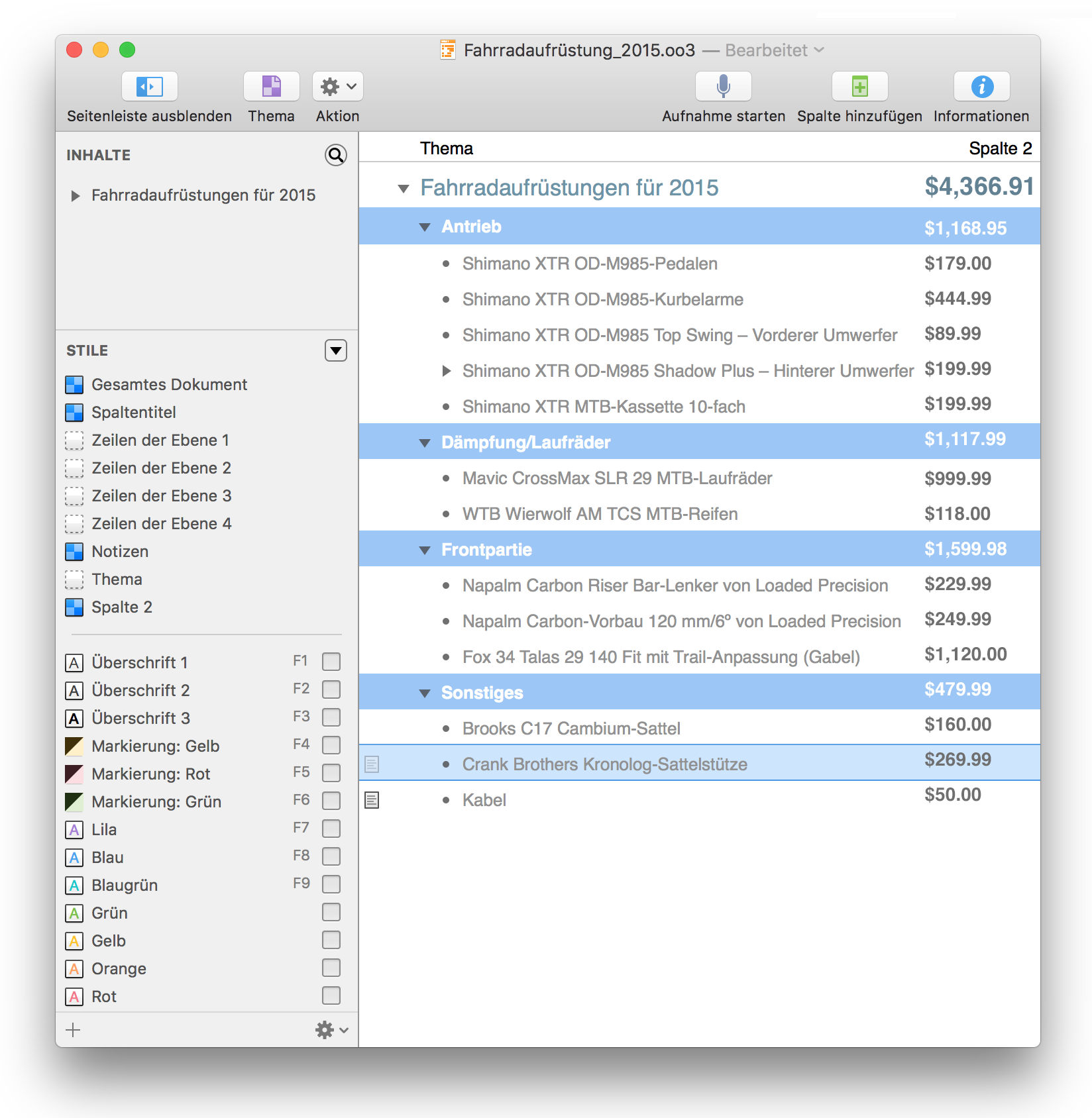 Omnioutliner 4 5 3 Fur Mac Benutzerhandbuch Verwenden Der Informationsfenster