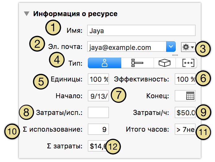 Раздел «Информация о ресурсе» инспектора ресурсов.