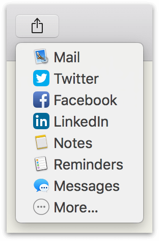 the Share button in the OmniOutliner Essentials Toolbar