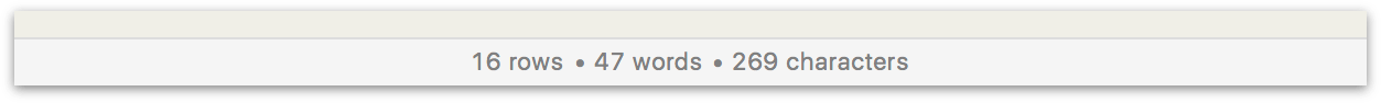 the word count displayed in the bottom bar of OmniOutliner Essentials