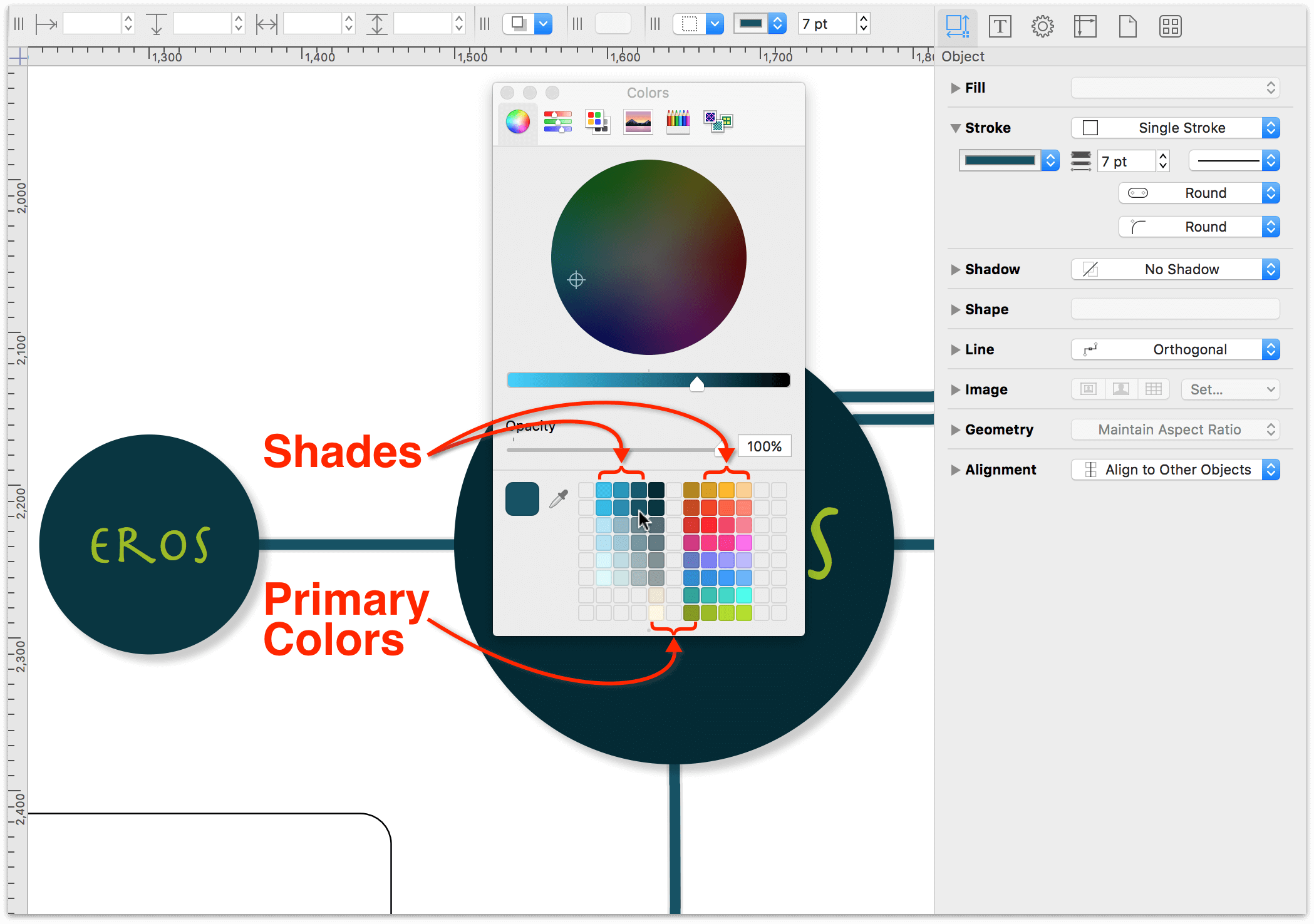 Applying one of the color shades to the lines spawning from Chaos