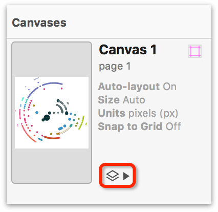 The Canvases sidebar