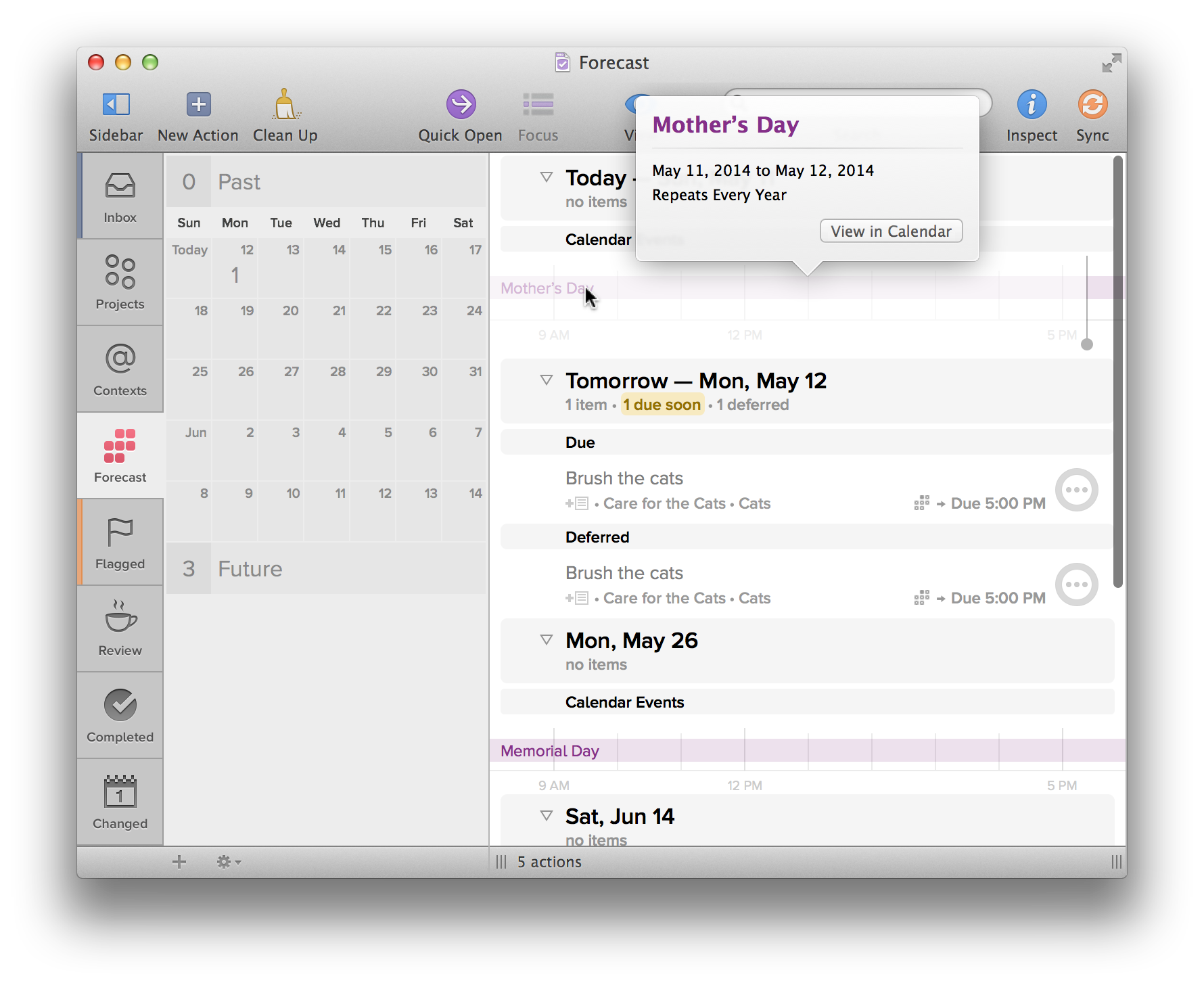 Click View in Calendar to open calendar events in OS Xs Calendar app