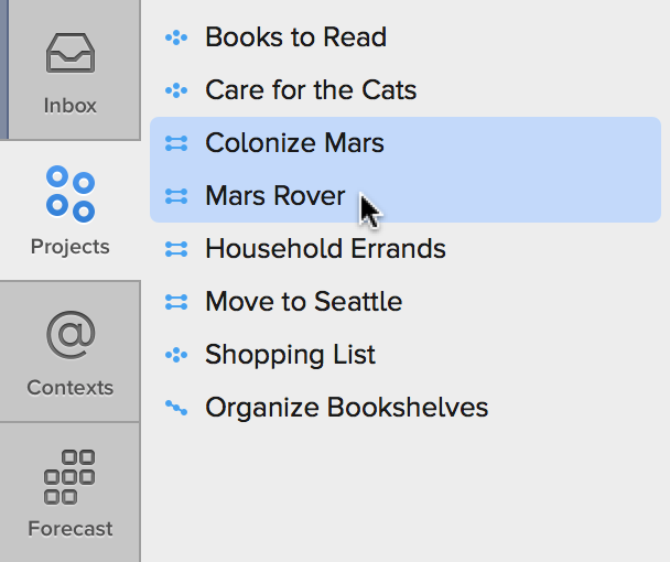 Project folders contain two or more projects of similar context