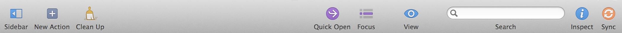 The default toolbar in OmniFocus 2.