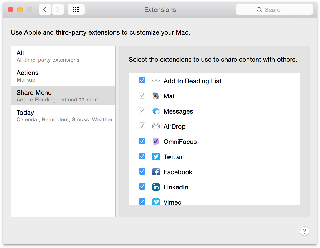 Adding OmniFocus to the Share Menu