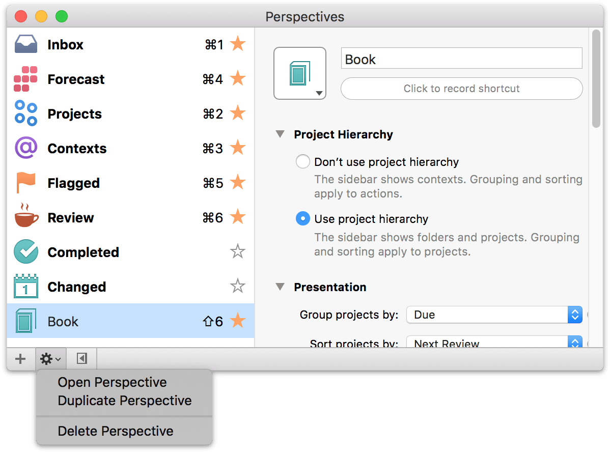 Deleting a custom perspective