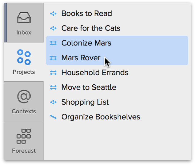 Project folders contain two or more projects of similar context
