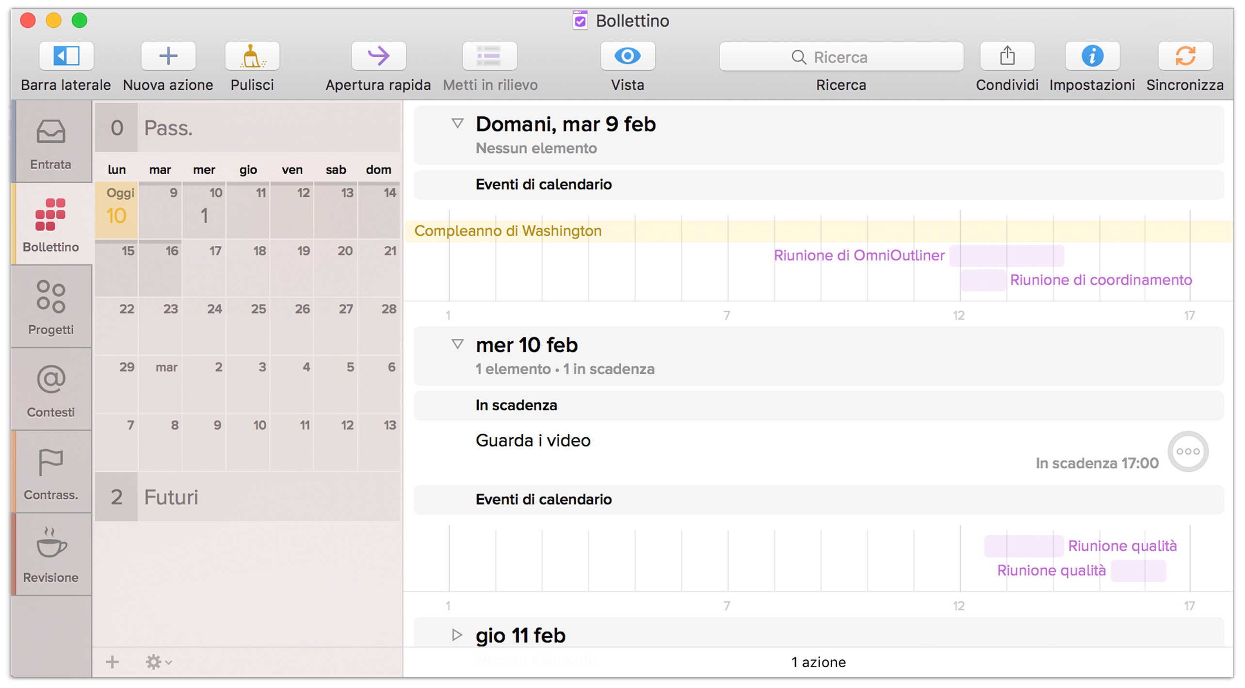 Seleziona un intervallo di date facendo clic e trascinando sul calendario nella barra laterale