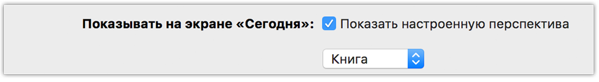 Выбор пользовательской перспективы в настройках уведомлений OmniFocus для отображения в расширении «Сегодня».