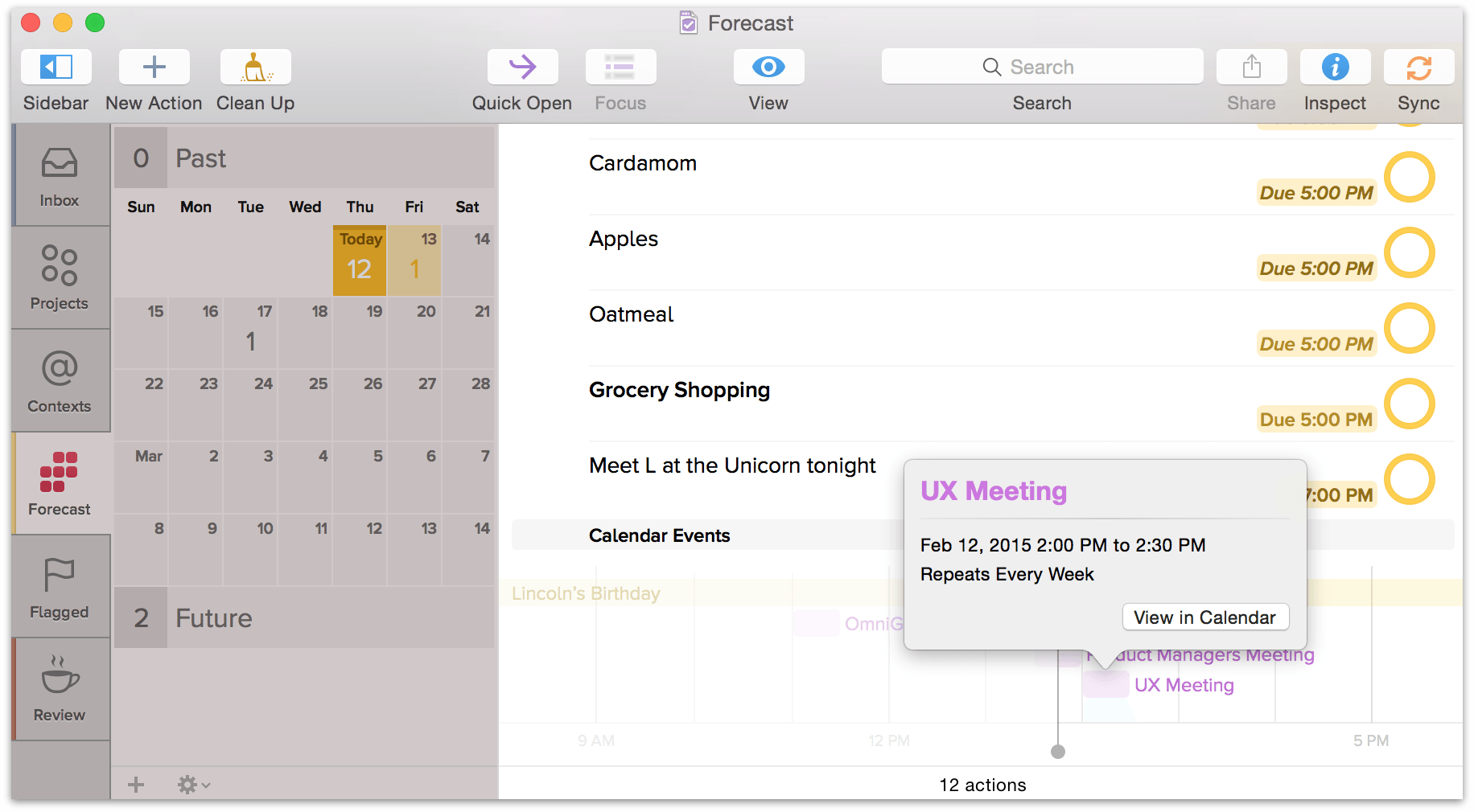 Click View in Calendar to open calendar events in OS Xs Calendar app