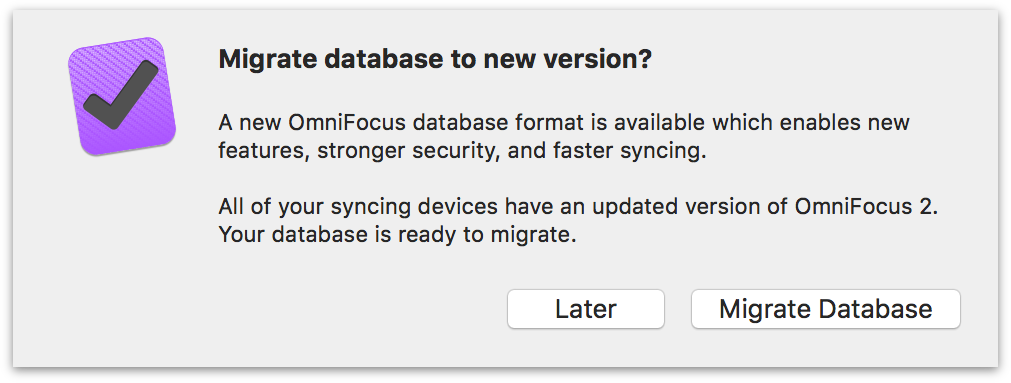 All syncing devices are ready for migration to the new database format.