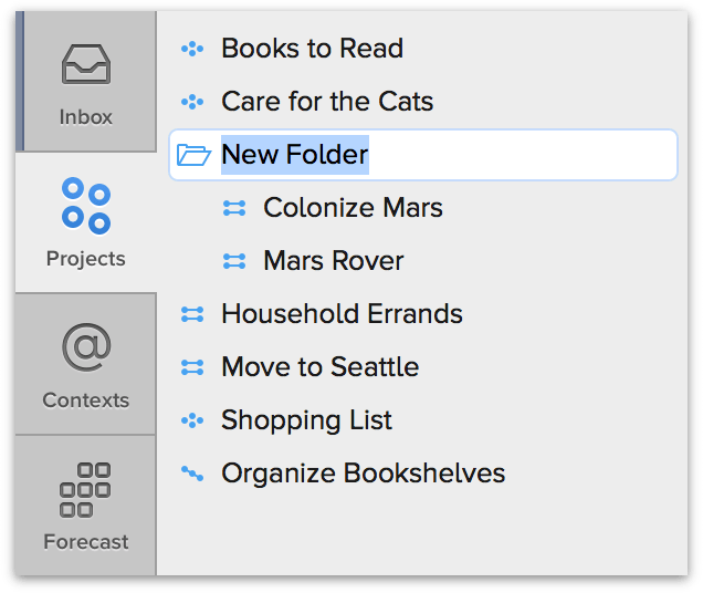 The projects are moved into a folder