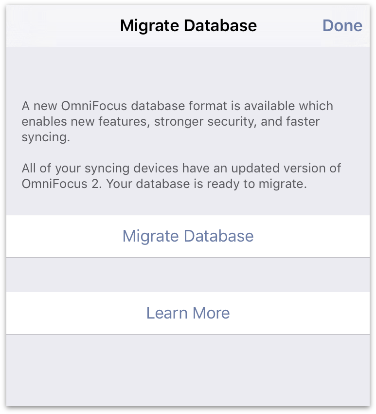 All syncing devices are ready for migration to the new database format.