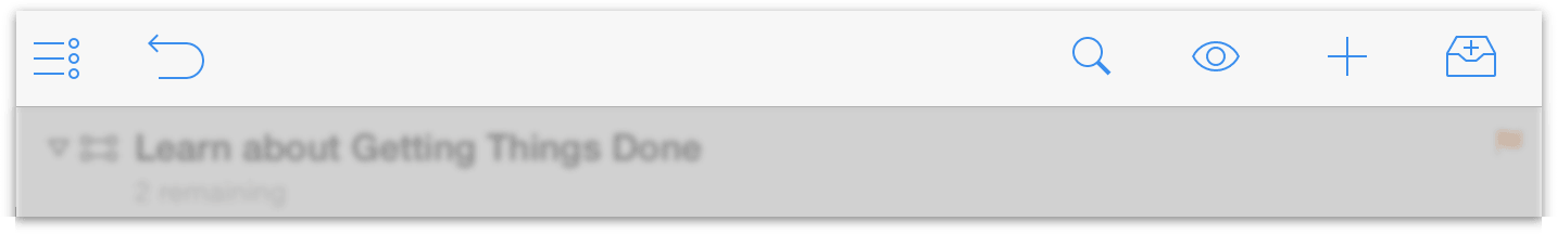 The toolbar in OmniFocus for iOS on iPad.