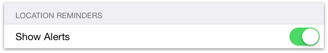 Show Alerts in the Location Reminders section of Settings.