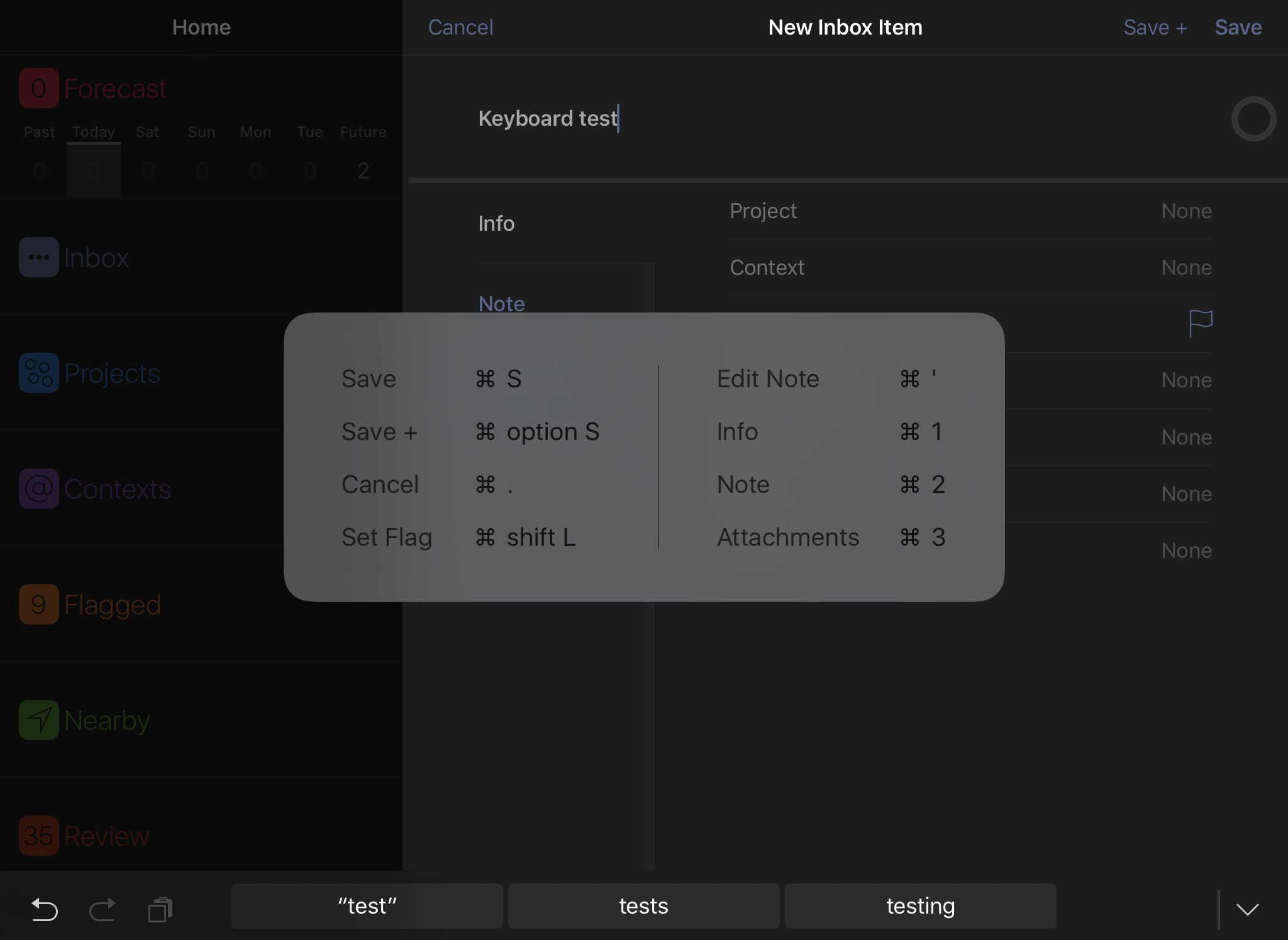 omnifocus keyboard shortcuts