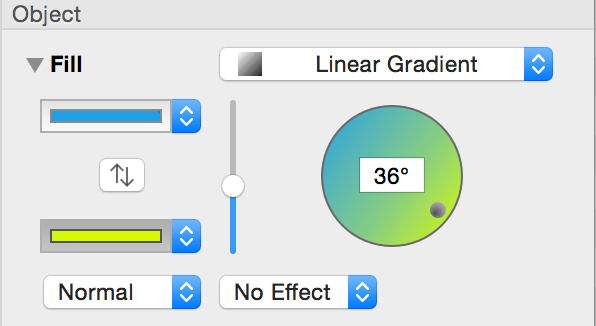 The controls used for creating linear gradients