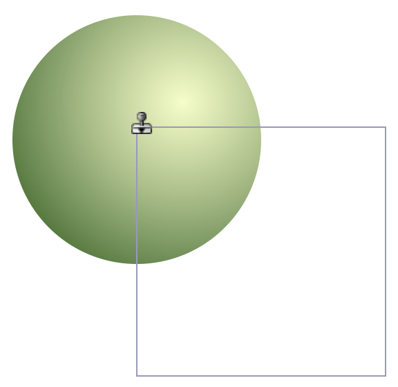 ラバースタンプツールでオブジェクトを選択した後、ポインタとともに表示される、コピーしたオブジェクトの図形