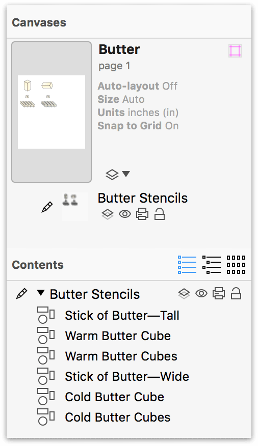 Organize the order of your stencils in the Contents sidebar