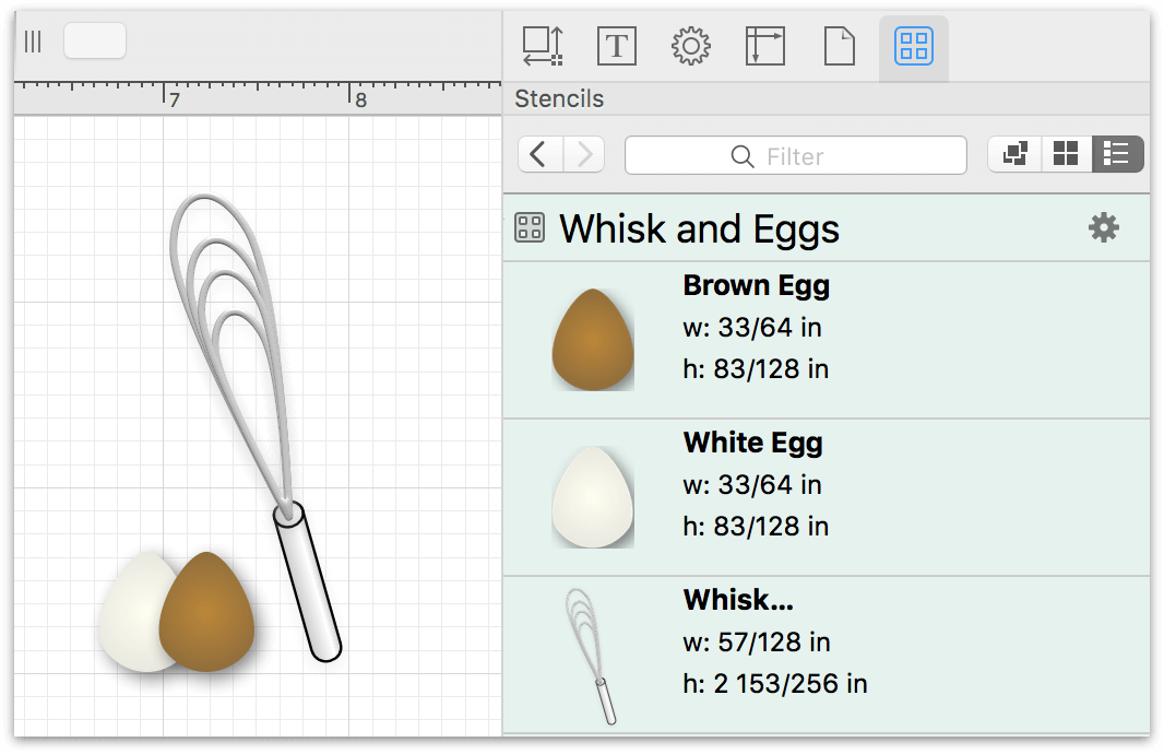 Two eggs and a whisk on the canvas