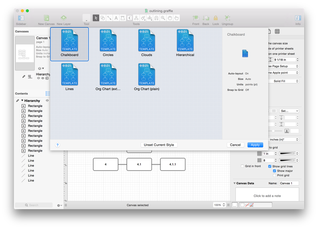 Select one of the available styles in the Diagram Styles sheet