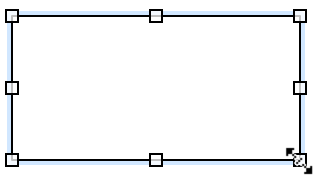 Selected objects have eight resizing handles which you can click and drag on to resize an object