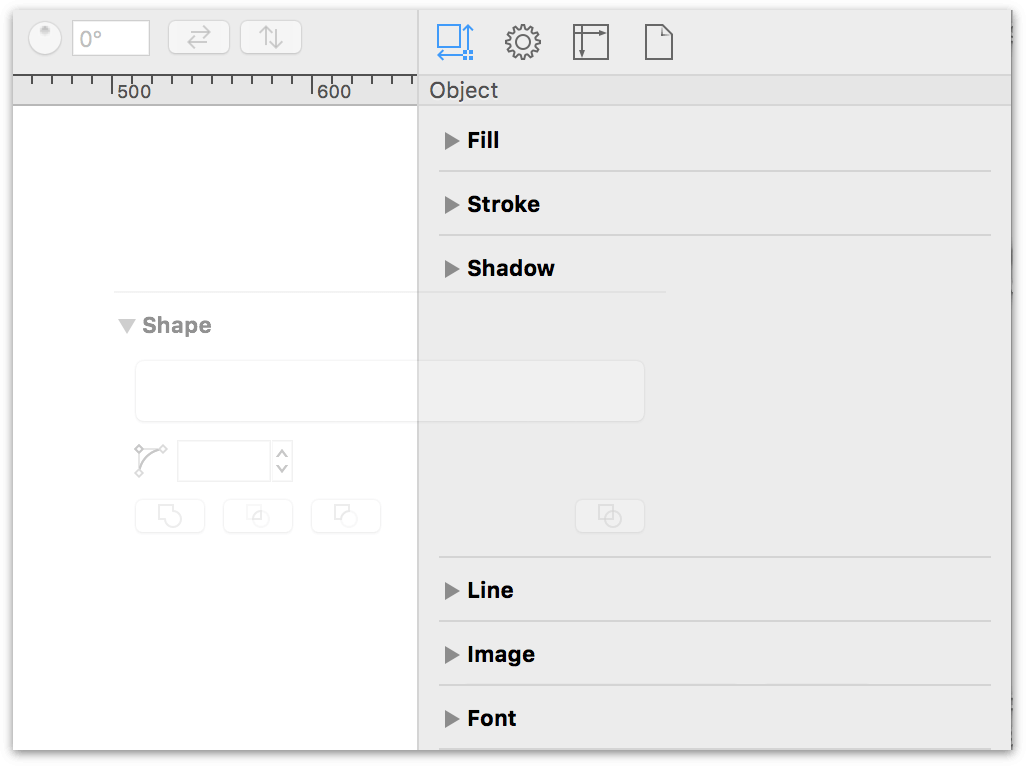 Dragging the Shape inspector from the sidebar toward the canvas.