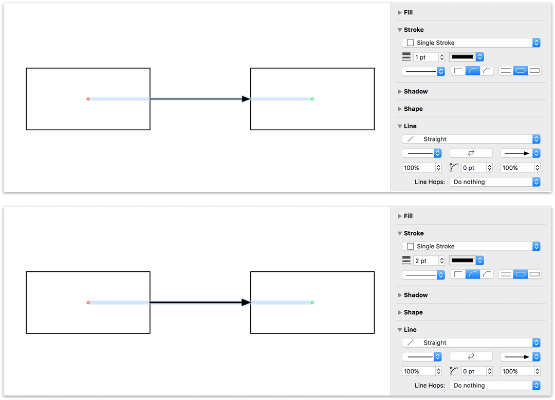 Arrows scale with the line size