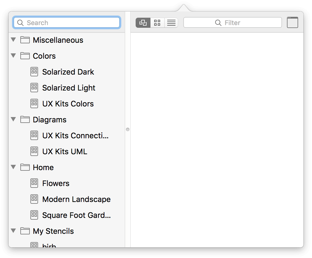 The Stencils popover menu