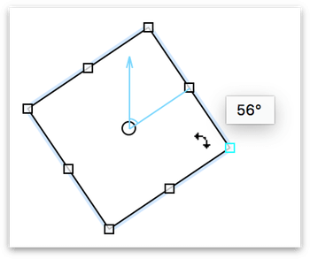 Command-drag on a resize control to rotate an object