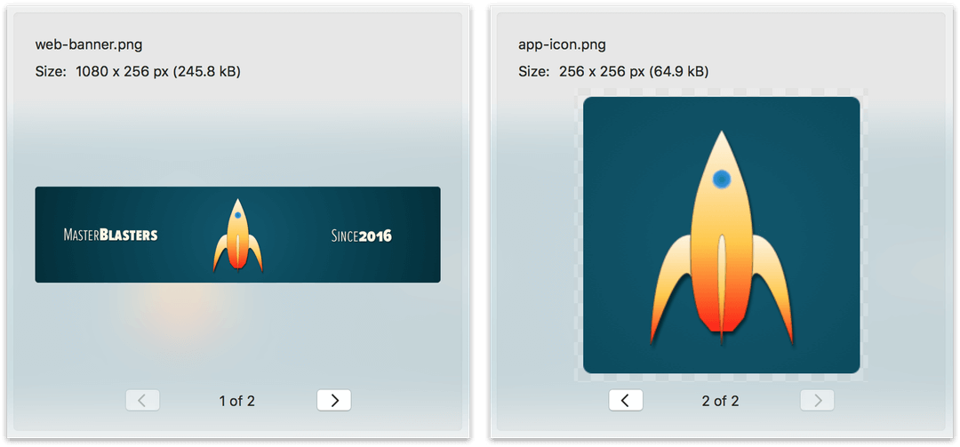 The Preview section of the Export panel, showing two different images as determined by the Artboard Layers and Objects.