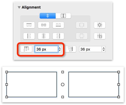 Using the Alignment inspector to perfectly align and space objects on the canvas