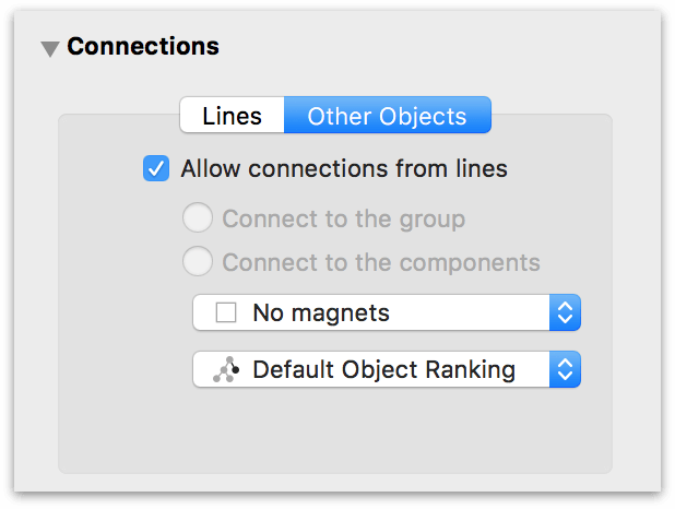 The Connections inspector, displaying the relationships for Other Objects